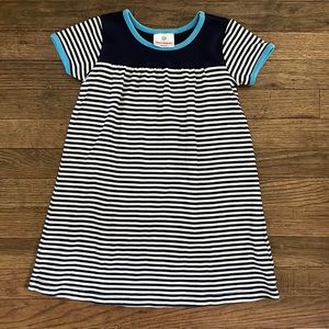 Hanna Anderson. Navy blue striped dress for girl
